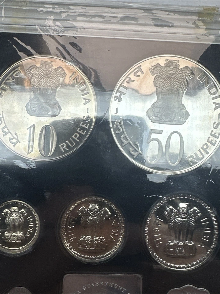 Vintage 1974 India 10x Coin Proof Set With Case . Nice Coins. No Bax & COA - Image 2 of 4