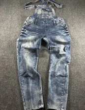 Blue Spice Denim Bib Overalls Juniors Size 9 Blue Distressed Skinny Leg Stretch