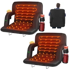  2pcs Dual-Sided Heated Stadium Seats for Bleachers with Back 21" Black
