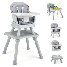 8-in-1 Baby High Chair Convertible Dining Booster Seat with Removable Tray, Grey