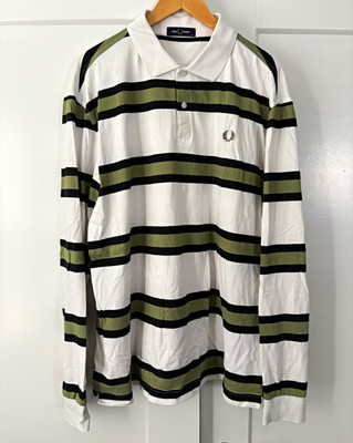 Fred Perry Relaxed Fit Striped Jersey Rugby Polo Shirt M9849 XL