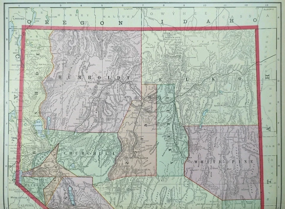 Mapa NEVADA 1903 22"X14" ~ Antiguo Antiguo Original Black Rock Desert Burning Man NV Foto 2 de 4