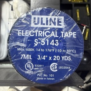 Uline Electrical Tape Black PVC UL Listed 3/4in x 20yds 10 Pack S-5143