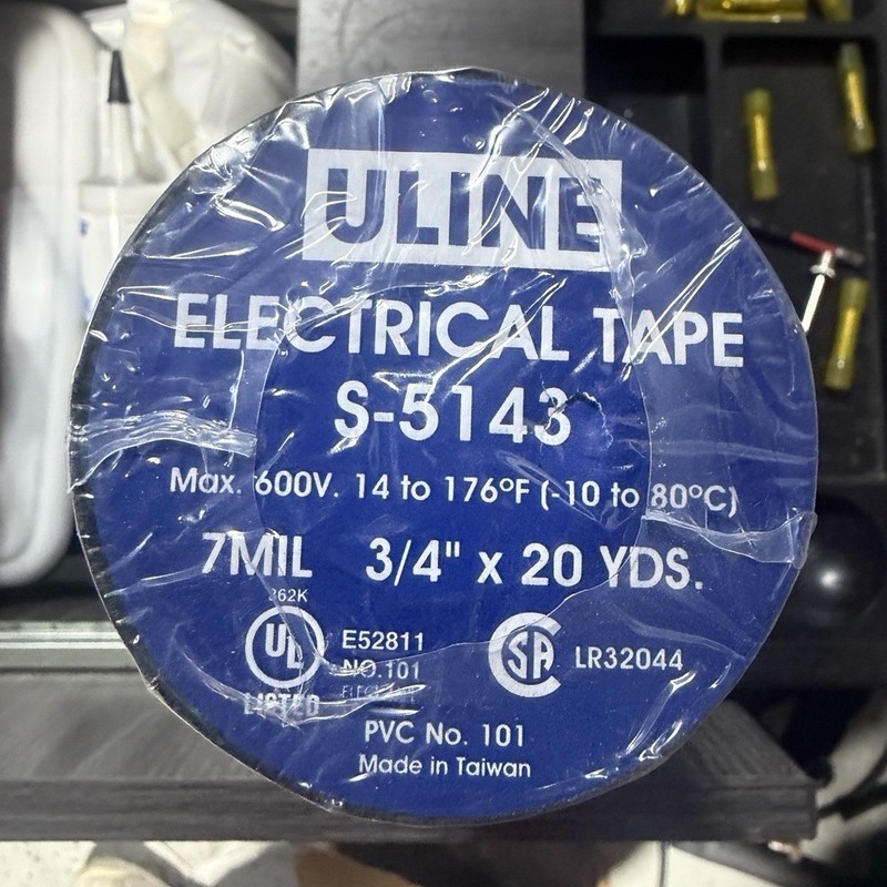 Uline Electrical Tape Black PVC UL Listed 3/4in x 20yds 10 Pack S-5143