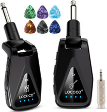 Wireless Guitar System Transmitter Receiver: UHF Cordless 164 Feet Range - 6 Cha