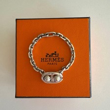 HERMES Chaine d  Ancre Key Ring 925 Silver Keychain w/Box from Japan Used