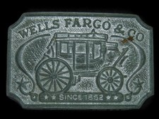 UA13124 VINTAGE 1970s WELLS FARGO CO. SINCE 1852 ADVERTISEMENT BELT BUCKLE