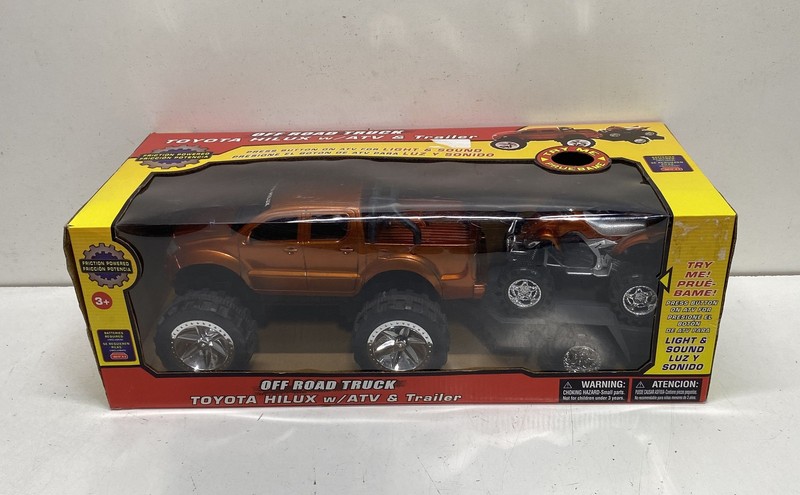 Toyota Hilux Off Road Truck with ATV and Trailer Metallic Orange Friction Power