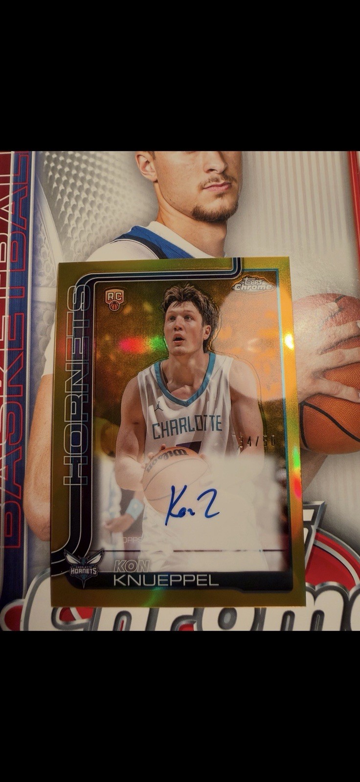 Kon Knueppel 2025-26 Topps Chrome Rookie Gold Refractor Autograph /50 TCAR-KK