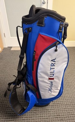 Michelob Ultra Stand Golf Bag 5-Way Dividers Shoulder Strap Blue/Red/White