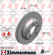 2x ZIMMERMANN Bremsscheibe COAT Z 600.3229.20 für TOUAREG VW CAYENNE PORSCHE 1KQ