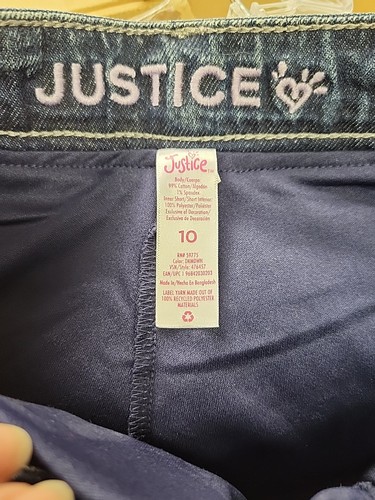 Justice Distressed Jean Skirt With Under Girls Shorts Size 10 Retro Y2k Pockets - Picture 6 of 9