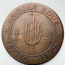 Arizona State Tax Commission 5 Cent Tax Token With Cactus on it