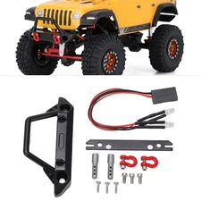 RC Flat Front Bumper Car Protection with 2 LED Headlights for Axial SCX24 1/24