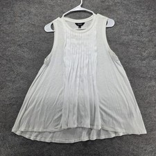 Simply Vera Vera Wang Blouse Tunic Womens M White Sleeveless Crew Neck Pleated