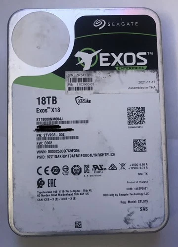 Seagate Exos X18 18TB 7200 RPM SAS 12Gb/s 3.5" Enterprise HDD ST18000NM004J