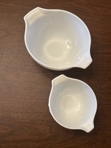 PYREX OPAL Cinderella Mixing Bowls #4414 and #443 ~ White ~ 1957-1966 - Nice EUC