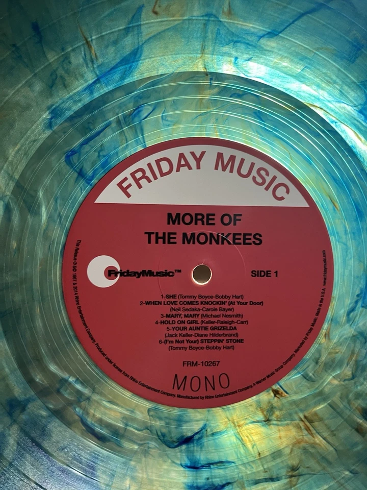 The Monkees More Of The Monkees Psychedelic Green & Blue Swirl Beautiful MonoNeW Foto 3 de 4