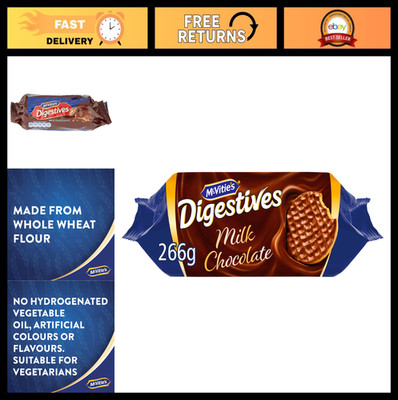 Milk Chocolate Digestive Biscuits, 266g - Crunchy Cookies, Sweet Treats