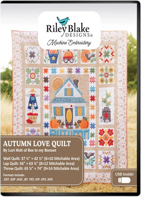 Lori Holt Autumn Love Quilt   In-The-Hoop Machine Embroidery Project   3 Quilt S