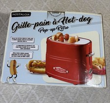 Nostalgia Retro Series Hot Dog Maker, 2 Hot Dogs/2 Buns,Mini Tongs,Cage Red 650W