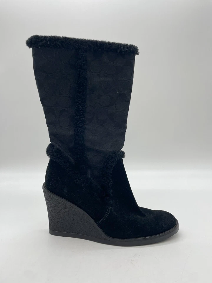 Bottes Coach en daim noir avec logo pour femmes UK 6,5 - Photo 1/4
