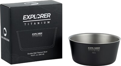 Explorer Bear Black Titanium Double-walled Camping Bowl, 18 fl oz, 550ml