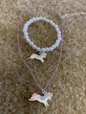 Unicorn Girls Necklace And Pearl Bracelet