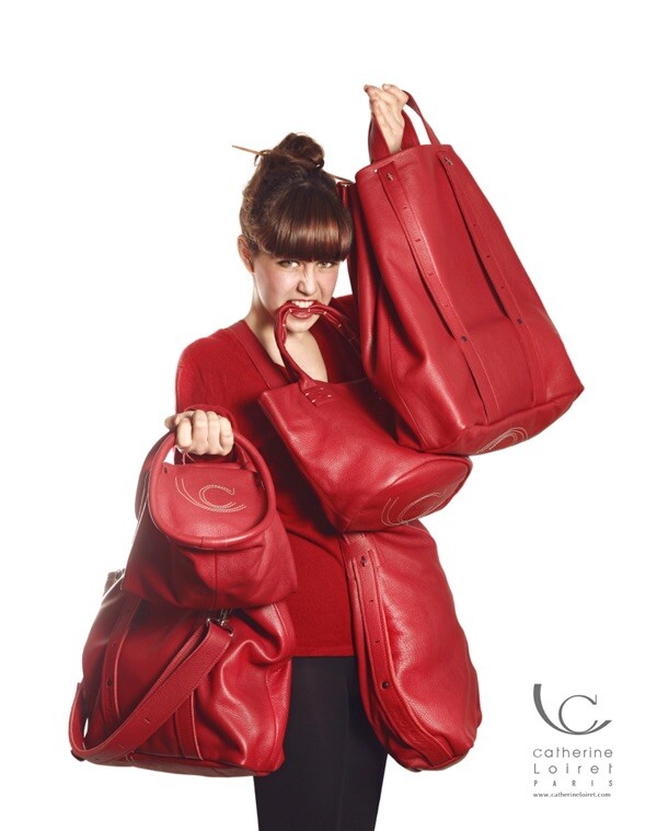 Catherine Loiret Red Pebble Leather Oblong Convertible Catherine Loiret Red Pebble Leather Oblong Convertible
