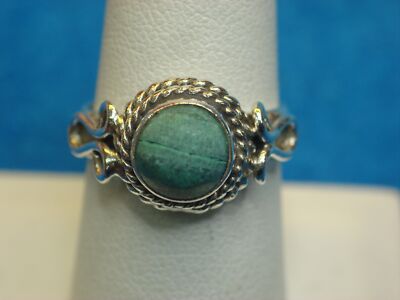 STERLING SILVER RING WITH TURQUOISE - NICE, STURDY RING