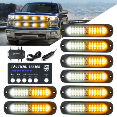 Xprite 12 LED Strobe Light Kit Grill Side Marker Beacon Emergency Hazard Warning