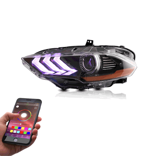 VLAND Pair LED Headlights For Ford Mustang 2018-2022 RGB DRL Edition App Control - Foto 2 di 11