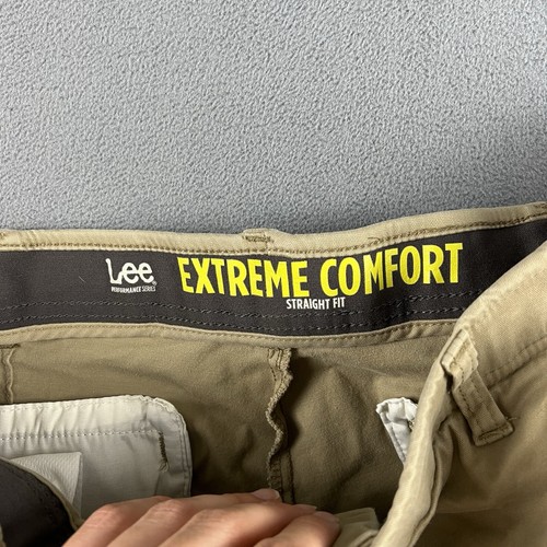 Lee Pants Mens 40X30 Beige Extreme Comfort Stretch Straight Fit Casual - Picture 4 of 13