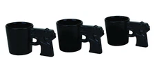 Set of 3 Black Gun Shaped Ceramic Shot Glasses Set by Big Mouth Toys