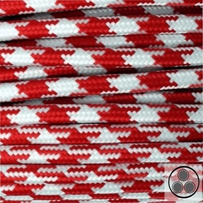 Globe Warehouse Textilkabel Rot – 3x0,75 Mm², Meterware, Rund, Dekoratives Stoff-Stromkabel Für Lampen & DIY