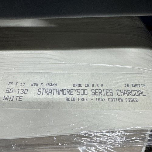Strathmore 500 Series 25 Sheets Charcoal White 25x19 In Acid free Cotton Fiber - Picture 5 of 5