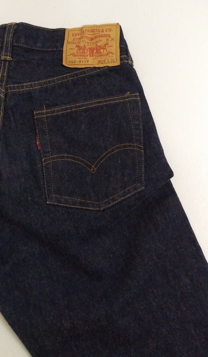 New? Vintage Levis 1960s BIG E Dark Blue Denim Jeans 502-0117