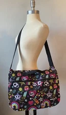Yak Pak Messenger Bag Skull Rainbows Hearts Popsicles Black and Multicolor