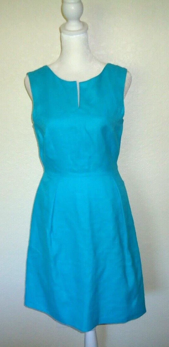 Abito Kate Spade New York aderente e svasato linea A lino scollo a V tasche taglia 2