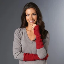 Curations Stefani Greenfield Red Knit Fingerless Gloves NEW
