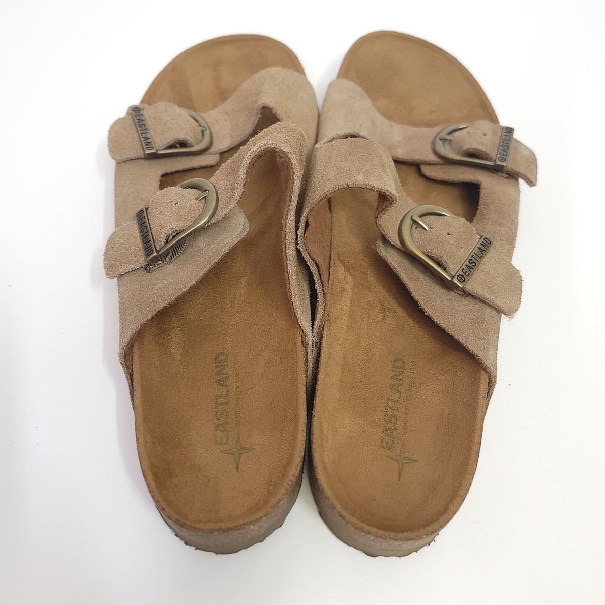 Eastland Mens Sandals Size 12 D Leather Cambridge Buckle Cork Tan Slide​​ Eastland Mens Sandals Size 12 D Leather Cambridge Buckle  main image 4