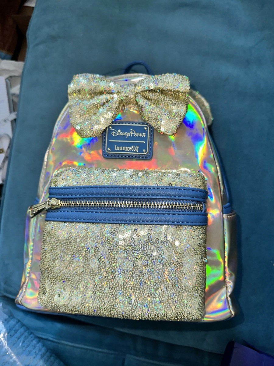 Loungefly Disney Parks Earidescent Gold Sequin Backpack 50th  display picture 3