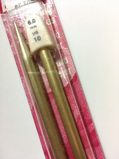 Susan Bates Silvalume Single Point Knitting Needles US 10 14-inch Gold Aluminum