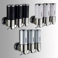 Bathroom Triple Shower Gel Dispenser Body Lotion Shampoo Liquid Soap Dispenser