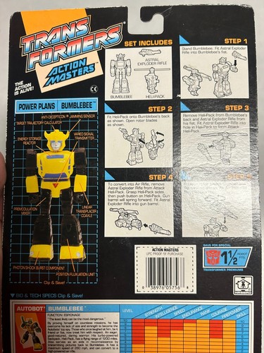 Bumblebee Action Masters 1989 Vintage Hasbro G1 Transformers Action Figure - Picture 4 of 5