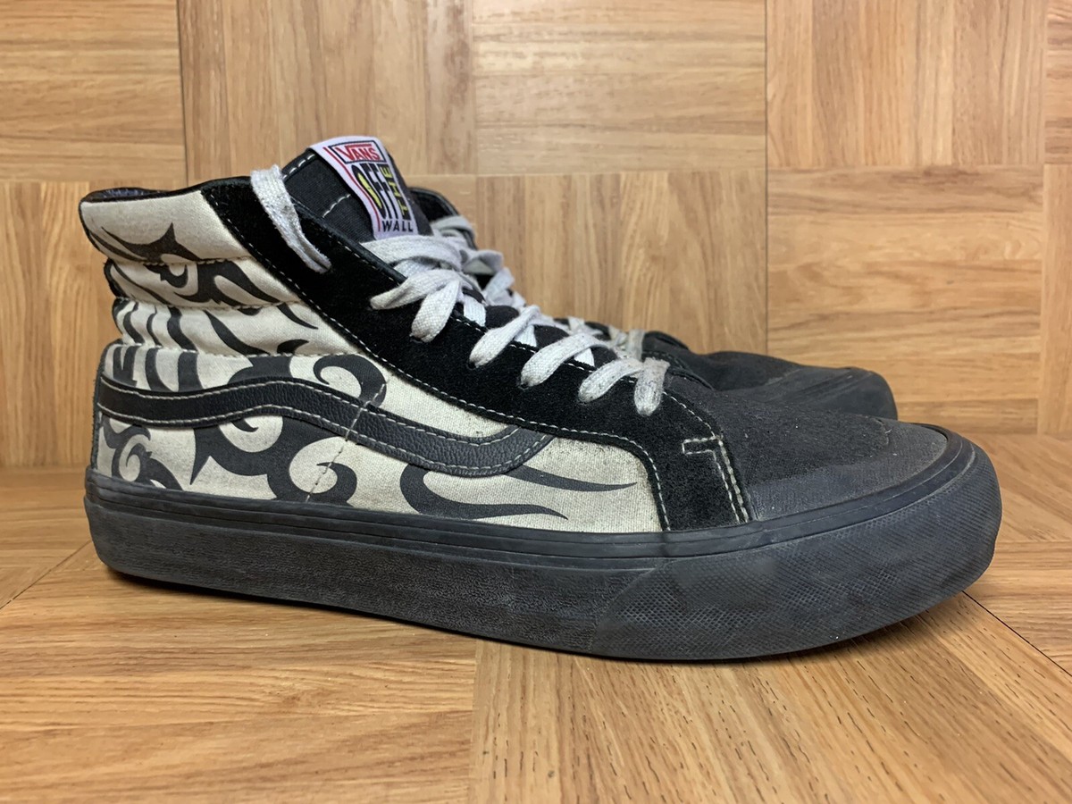 RARE🔥 VANS Sk8-Hi TRIBAL Sneakers Black Gray White GUM