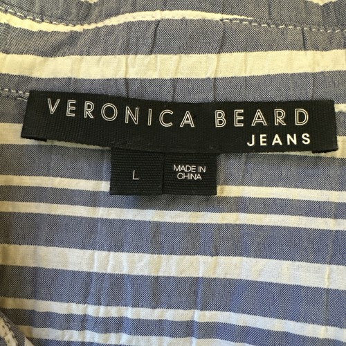 Veronica Beard Large Cris Striped Shirt Dress Blue White tie Waist Coastal Chic - Picture 9 of 13