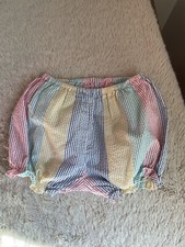 Vintage 2t Baby Seersucker Bubble Shorts Pastel Stripe Nautical Easter Preppy
