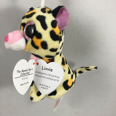 Ty Livvie Leopard Schlüsselanhänger – 8,5 Cm, Mit Glubschaugen, Flauschig