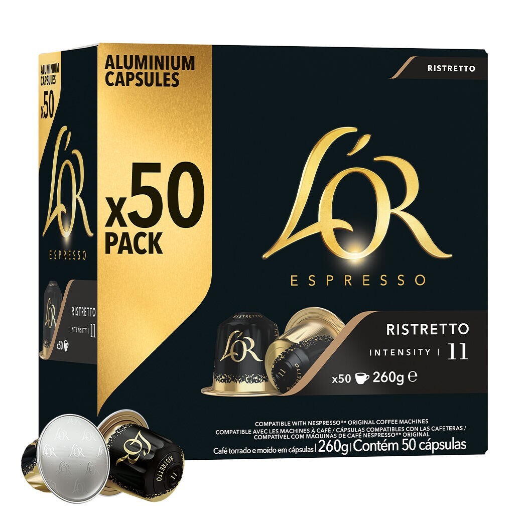 Capsules de Café - RISTRETTO - 50 Capsules - Compatible NESPRESSO - L'OR